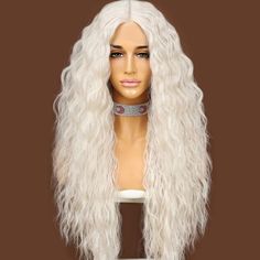 22” White Blonde Wavy Lace Front Wig *New* Arrives New Texture As Shown Color As Shown ( White Silver Gray Color ) Human Synthetic Blend Lace Front Wig 150% Density You Can Cut , Curl , And Style This Wig Heat Resistant On Low 22.5 In Circumference Hand Tied - Check My 5 Star Reviews You Could Cut The Front Lace To Blend As Your Own Hairline I Do Not Trade On Any Of My Wigs Bundle With The Got2b Ultra Gel Or Ghost Bond To Save 10% Off $$$ My First Wig, Long Hair Wigs, Hair Color Chart, Silver Blonde, Curly Lace Front Wigs, Beautiful Wigs, White Blonde, Colored Wigs, Black Wig