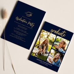 graduation party card with two photos on it