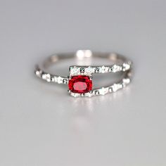 *Condition: Brand new *Center Stone: Natura Red Spinel from Burma, 0.6ct *Side Stone: Natural white diamond, round cut (VS1 clarity and F color), Natural Moonstone *Ring Weight: 2.44g (depend on the ring size) *Metal Purity: Can be select Each piece is made-to-order with care and special attention to detail. all items are made with conflict-free diamonds and gems. Size: made to order The item will be gift wrapped and shipped. --------------------------------------------------------- Available in Red Birthstone Ring With Brilliant Cut In Fine Jewelry, Fine Jewelry Red Birthstone Ring With Brilliant Cut, Red Brilliant Cut Birthstone Ring Fine Jewelry, Dazzling Red Ring With Accent Stones, Red Ring With Diamond Accents For Promise, Exquisite Ruby Ring With Diamond For Gift, Exquisite Ruby Ring Diamond As Gift, Red Diamond Open Ring, Dazzling Ruby And Diamond Promise Ring