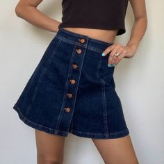 Madwwell. New With Tags, Indigo Denim, Button Front, A-Line Mini Skirt. 96% Cotton / 1% Elastane, 3% Other Fiber. Never Worn, Perfect Condition. Measurements Garment Laying Flat: Skirt Length - 15” Waistband - 13.75” Hem Across - 21.5” My Measurements: Bust - 31” Waist - 25.5” Hips - 35.5” Height: 5’4” Flat Skirt, Madewell Skirt, Being Organized, A Line Mini Skirt, Jeans Skirt, Indigo Denim, Denim Skirts, M Jeans, Line Skirt