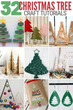 twelve christmas tree crafts with text overlay