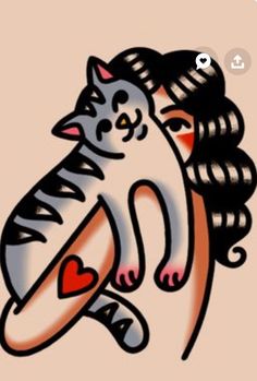 a drawing of a woman with a cat on her shoulder and the caption says, i love cats