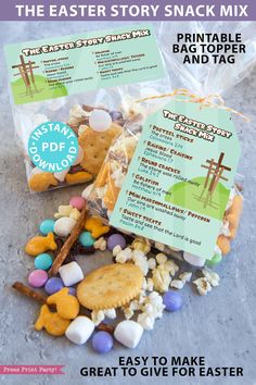 the easter story snack mix printable and tag