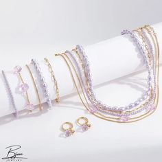 Bjux - Lavanda serie púrpura collar de perlas apiladas multi-tap delicada combinación de cadena Trendy Purple Clavicle Chain Necklace, Trendy Pearl Layered Necklace, Trendy Purple Jewelry With Chain, Trendy Lavender Jewelry For Party, Purple Pearl Chain Jewelry For Gift, Purple Pearl Chain Necklace As A Gift, Lover Accessories, Cross Chain, Gift Graduation