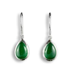 These beautiful 925 silver earrings were handmade in a small family factory, where the silversmith's craft and tradition has been passed down from generation to generation. The green jade drop-shaped gemstones are of natural origin. They have a size of 10 x 15 mm. The earrings, including the ear hooks, have a length of approx. 30 mm. To prevent the earrings from getting lost, we'll give you a few silicone stoppers for free. Also included in the delivery is an organza jewelry bag that can be used Green Jade Earrings For May Birthstone, Teardrop Jade Gemstone Earrings, Green Sterling Silver Teardrop Earrings Gift, Green Sterling Silver Teardrop Earrings, Green Sterling Silver Teardrop Dangle Earrings, Nickel-free Teardrop Jade Earrings, Organza Jewelry, Jewelry Bag, 925 Silver Earrings