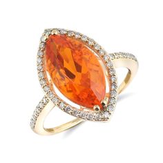 an orange and white diamond ring