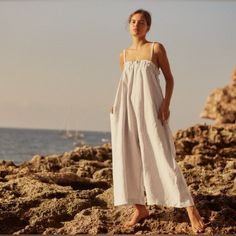 Beautiful Linen Jumpsuit. Color Is Slightly Off-White. Size Xs But Flexible Sizing And Could Fit S As Well. Across Chest “Scrunch” 13 Unstretched Rise 25 Inseam 25 Length 44 Linen Jumpsuit, Cream White, Pant Jumpsuit, Jumpsuit Romper, Pants For Women, Jumpsuit, Rompers, Off White, Cream