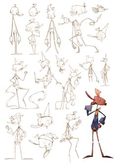 an animation character poses in various poses