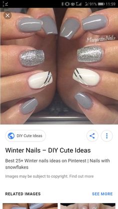 Grey Gel Nails, Sns Nails Designs, Glitter French Nails, Sassy Nails, Winter Nails Acrylic, Stylish Nails Designs, Glitter Gel Nails, Gray Nails