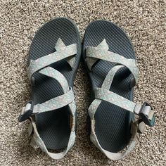 Chacos; Amazing Quality & Great Support. Perfect For Outdoor/Water/Hiking Activities Hiking Activities, Chaco Shoes, Gray Green, Green And Grey, Athletic Shoes, Hiking, Conditioner, Like New, Women Shoes