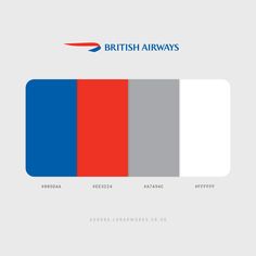 the british airways logo is shown in red, white and blue