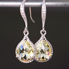 Love these!! Lemon Yellow Crystal Teardrop Earrings in Silver by CJRoseBoutique, $38.00 Yellow Teardrop Earrings For Wedding, Classic Yellow Teardrop Earrings, Yellow Teardrop Earrings, Elegant Yellow Teardrop Dangle Earrings, Elegant Yellow Dangle Crystal Earrings, Elegant Yellow Crystal Dangle Earrings, Elegant Yellow Crystal Earrings For Party, Yellow Crystals, Crystal Teardrop Earrings