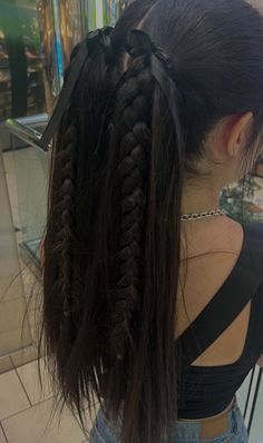 hair inspo, hair, easy hairstyles Braided Ponytail Aesthetic, Hair Inspo Long Hairstyles, Camo Hairstyles, Dance Practice Hairstyles, Geek Hairstyles, Hairstyle Inspo Aesthetic, Cute Hair Styles Long Hair, Fun Braided Hairstyles, Pig Tails Hairstyles