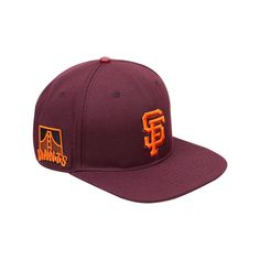 in stock Wine Hat, Giants Fans, San Francisco Giants, Side Panels, Snapback Hat, Leather Top, Snapback Hats, Panel Siding, San Francisco