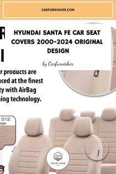 Hyundai Santa Fe Car Seat Covers 2000-2024 Original Design Hyundai Car, Jacquard Design