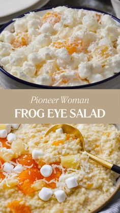 Pioneer Woman Frog Eye Salad Frogs Eye Salad Recipe, Frog Eyed Salad Recipe, Frogs Eye Salad, Frog Eye Salad Recipe Easy, Pineapple Salad Recipes Healthy, Vacation Cooking Ideas, Frog Egg Salad, Frog Eye Salad Recipe Original, Canned Mandarin Oranges Recipes