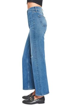 A flattering high waist and wide-leg silhouette lend of-the-moment appeal to medium-blue denim jeans that will elevate your trendsetting look. 29 1/2" inseam; 25" leg opening; 13 1/4" front rise; 17" back rise 99% cotton, 1% Lycra® spandex Machine wash, tumble dry Made in the USA of imported fabric Blue Denim Jeans, Medium Blue, Wide Leg Jeans, Leg Jeans, Levi Jeans, Mom Jeans, Blue Denim, Denim Jeans, Top Brands