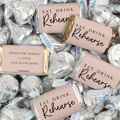 hershey wrappers with the words eat, drink and behance on them