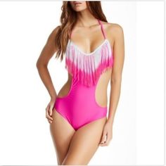 Nwt Bikini Lab Fringe Monokini Size S Small Hot Pink Halter Back Tie #I44 “Removable Cups Missing.” 82% Nylon 18% Elastane We Usually Ship Within 1 Business Day Of Receiving Cleared Payment. Monokini, Lab, Womens Swim, Hot Pink, One Piece, Women Shopping