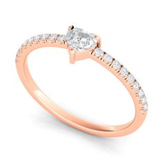 a rose gold engagement ring with diamonds on the side