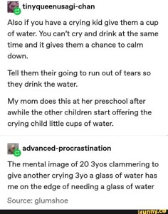 two texts from the same person on their cell phone, one is telling them how to drink water