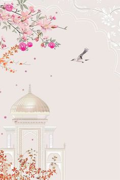 Experience the charm of 'Palace Serenity - Hand-Painted Elegance.' This design features a white background adorned with intricate palace architecture and blooming flowers, capturing the essence of a delicate hand-painted style. An elegant bird soars in the sky, adding a touch of grace. The overall color scheme is soft pink, with clear patterns and textures, this artwork is perfect for decorating wallpapers or mobile phone screens, blending cultural beauty with modern aesthetics. Cultural Beauty, Palace Architecture, Abstract Watercolor Painting, Phone Screens, Pastel Drawing, Leaf Art, Blooming Flowers, Modern Aesthetics, Phone Backgrounds