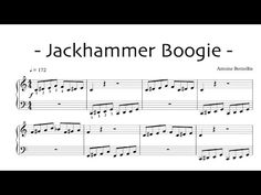 the music score for jackhammerer boogie, with notes in english and german language