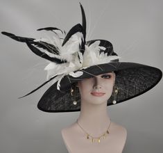 ". 100% Sinamay, light and comfortable *Wide brim measure Appr 6.5\" brim *The crown is decorated with feather flower. Very beautiful!! *Head girth is 22\"-23.22\",adjustable string inside can give you the best fit. *Great for Kentucky Derby, Church, Wedding, Tea Party or other special event . If you want to use different colors feathers tell me the color you need, I will change for you. 💃1. All hats will be sent from Rockville, MD, 20850, using FedEx Ground (1- 5 business days if the shipping Feathered Top Hat For Royal Ascot, Short Brim Top Hat With Feathers For Royal Ascot, Feathered Top Hat With Short Brim For Royal Ascot, Royal Ascot Top Hat With Feathers And Short Brim, Elegant Hat With Feather Trim And Short Brim, Elegant Mini Hat With Feather Trim For Royal Ascot, Elegant Wide Brim Hat With Feather Trim, Elegant Short Brim Hat With Feather Trim, Elegant Feathered Costume Hats For Kentucky Derby