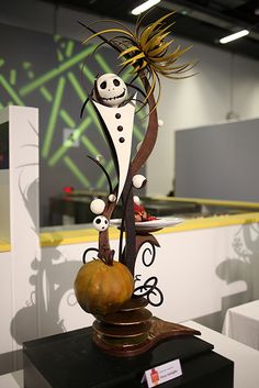 a sculpture is on display in an office