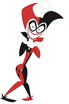 a cartoon character dressed in red and black