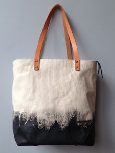 Hand Painted Canvas Tote Bag with Leather Hooves Painted Canvas Tote, Sac Lunch, Painted Canvas, Hand Painted Canvas, Handbags Online