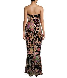 Dress the Population Paris Floral Print Velvet Strapless Ruffled Mermaid Gown | Dillard's Strapless Sweetheart Neckline, Mermaid Silhouette, Mermaid Gown, Dress The Population, Dillard's, Sweetheart Neckline, Maui, Beautiful Dresses, Latest Trends