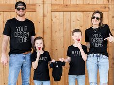 || ❤DIGITAL DOWNLOAD ONLY❤ || Family Shirt Mockup -No physical item will be shipped to you- Let Massey Mocks help you to create a professional look for your business! Our simple mockups offer you the ability to feature each of your designs with minimal effort in a show stopping way! Professional mockups are the best way to sell, so grab 5, 10, or 20+ and SAVE! My hope is to help you build a brand you can be proud of!  || What you will receive in this purchase || ❤As soon as your payment is fully Casual Black Shirt For Family Events, Black Cotton Family Matching Shirt, Black Cotton Shirt For Family Matching, Casual Customizable Tops, Family Custom Print Short Sleeve Shirt, Black Long Sleeve T-shirt For Family Matching, Black Crew Neck Shirt, Custom Print Black Tops For Family Occasions, Black Custom Print Shirt For Family Events