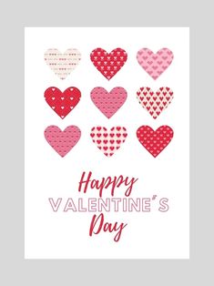 valentine's day card with hearts and the words happy valentine's day on it