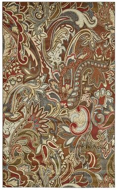 an image of a red and blue paisley pattern on a piece of cloth or material