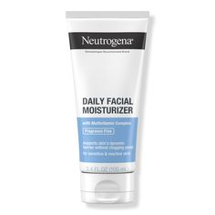 Daily Facial Moisturizer - Fragrance Free -  Help support skin's dynamic barrier without clogging pores. Suitable for sensitive skin, Neutrogena Daily Facial Moisturizer, Fragrance Free is formulated with a multivitamin complex to help fight daily environmental aggressors.    Benefits     Daily face moisturizer helps hydrate & support skin's dynamic barrier without clogging pores Moisturizer is ideal for sensitive & reactive skin that can appear red, tight, dry, or uncomfortable Face moisturizer Neutrogena Moisturizer, Neutrogena Skin Care, Top Anti Aging Products, B5 Vitamin, Wrinkle Remedies, Moisturizer For Sensitive Skin, Face Wrinkles, Facial Moisturizers, Vitamin B3