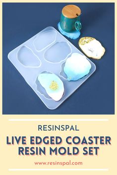 a tray with some food on it and the words resinsal live edged coaster resin mold set