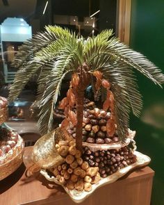 a palm tree made out of chocolates and nuts