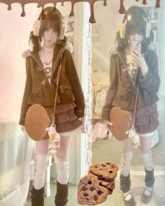 Choco Girl Outfits, Chocogirl Outfits, Choco Outfits, Neapolitan Outfit, Choco Girl, Choco Biscuit, Shoujo Girl, Horror Game Protagonist, Game Protagonist