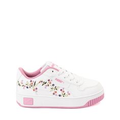 PUMA Carina Street Floral Athletic Shoe - Little Kid / Big Kid - PUMA White / Mauved Out Puma Carina, Newborn Shoes, Puma White, Oxford Heels, Kids Styles, Athletic Shoe, Heels & Wedges, Big Kid, 4th Grade