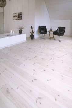 a room with white walls and wooden floors