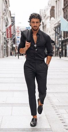 Mens Cocktail Outfit, Cocktail Party Outfit Men, Boys Fashion Style, Black Wedding Guest Outfits, Men Formal Outfit, Black Shirt Outfits, Cocktail Attire Men, Cocktail Party Outfit