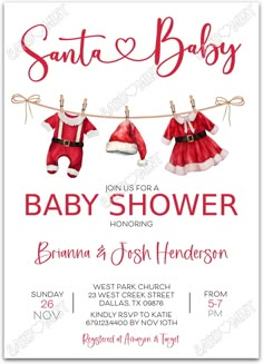 santa baby shower with clothes hanging on a line