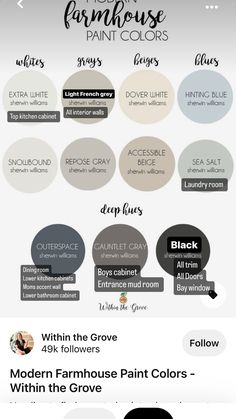 the modern farmhouse paint colors app on an iphone