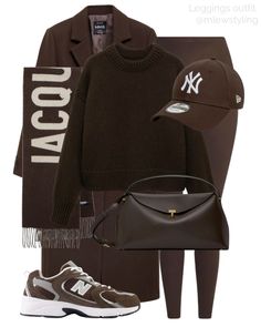 Chocolate brown aesthetic outfit for the weekend 🤎🍫  Tags: leggings outfit, toteme t-clutch bag, new balance brown sneakers, jacquemus scarf, chunky sweater, wool coat, NY Yankees hat, neutral aesthetic, weekend look, errands outfit    Comment SHOP below to receive a DM with the link to shop this post on my LTK ⬇ https://liketk.it/51pBe #ltkitbag #ltkshoecrush #ltkactive Ny Yankees Hat, Errands Outfit, Yankees Hat, Brown Sneakers, Neutral Outfit