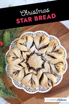 an easy christmas star bread on a cutting board