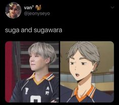 two anime characters one with grey hair and the other with gray hair