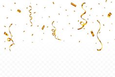 gold streamers and confetti on a transparent background png clipart free