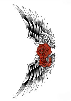 a rose with wings tattoo design