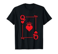 PRICES MAY VARY. This Queen of Hearts design makes a great couples Halloween costume idea or Valentine's Day for a boyfriend or girlfriend or anniversary for your husband or wife. Features large playing card design of a Queen of Hearts card with a crown graphic. Perfect for a Halloween costume party or matching couples Valentine's Day designs! Click the brand link for the King version. Lightweight, Classic fit, Double-needle sleeve and bottom hem Playing Card Costume, Playing Card Design, Queen Halloween Costumes, Queen Of Hearts Card, Card Costume, Queen Of Hearts Costume, Hearts Card, Couple Costume, Halloween Costume Idea